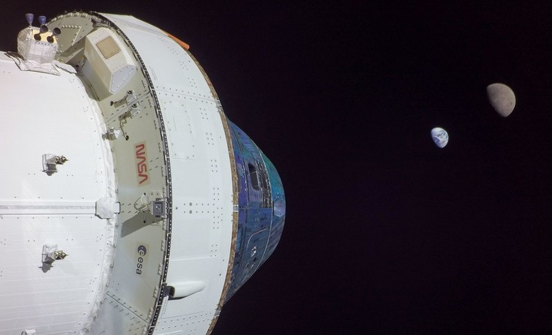 Orion, moon and Earth