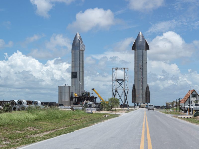A construction site at Starbase. Credit: Alexander Hatley via Wikimedia Commons; CC BY 2.0